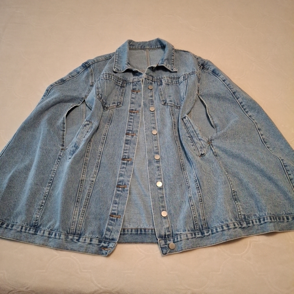Women's Blue Denim Cape Jacket